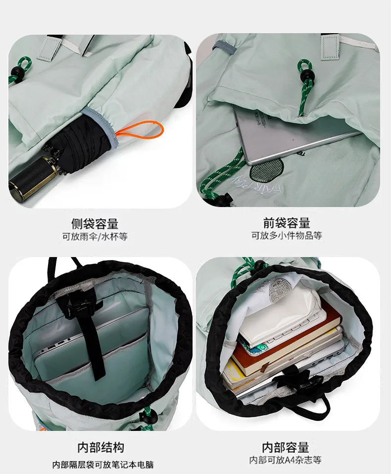 Portable Tennis Racket Bag Outdoor Sports Lightweight Drawstring Backpack for Men and Women, Hiking Bag.