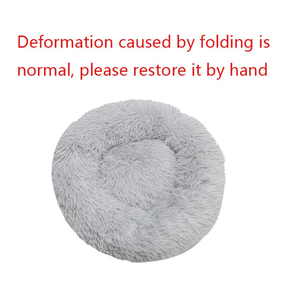 Round Plush Pet Bed for Cats and Dogs, Indoor Sofa