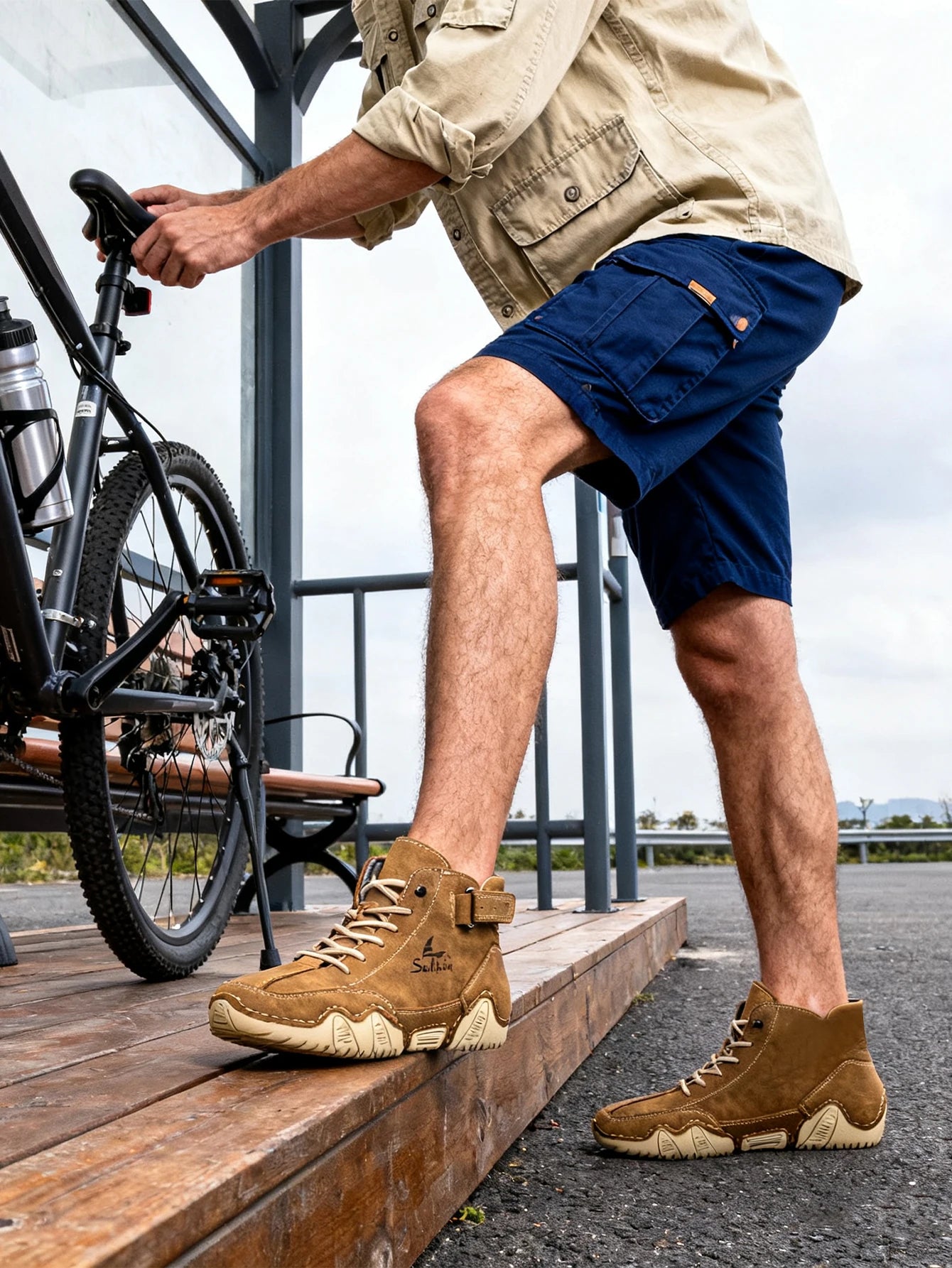 Handmade Outdoor Men Boots Men Casual Leather Shoes Autumn Retro Breathable Casual Men's Sneakers White Lace Up Ankle Boots