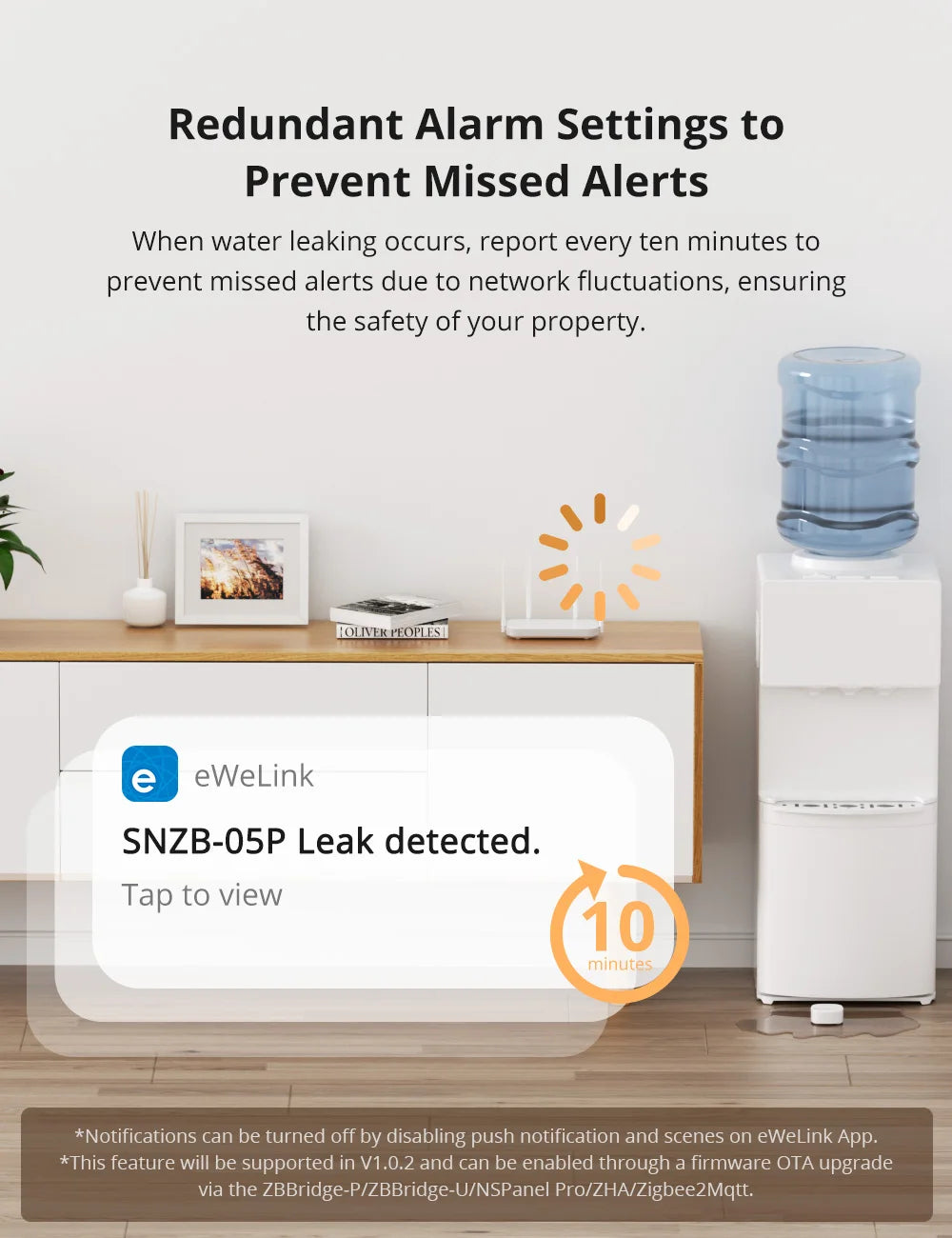 SONOFF SNZB-05P Zigbee 3.0 Water Leak Sensor Leaking and Dripping Detection Real-time Alerts Support Home Assistant Google Alexa