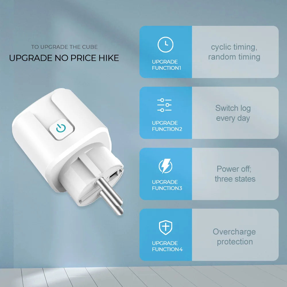 Tuya WiFi Smart Plug 16A/20A EU Smart Socket With Power Monitor Timing Smart Life Support Alexa Google Home Yandex SmartThings