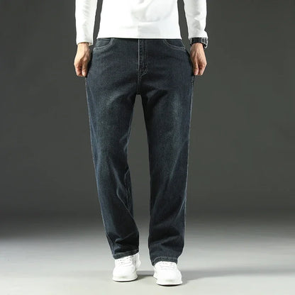 Men's Loose Straight Wide-Leg Jeans, Casual Business Style