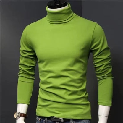 Men's Turtleneck Long Sleeve Stretch Knit T Shirt Slim Fit