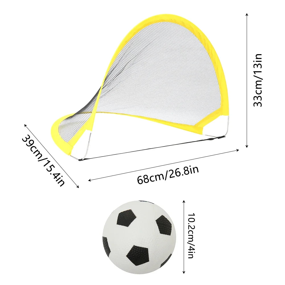 Folding Training Goal Net Kids Portable Indoor Outdoor Football Plaything Practice With Inflatable Soccer and Pump Kits