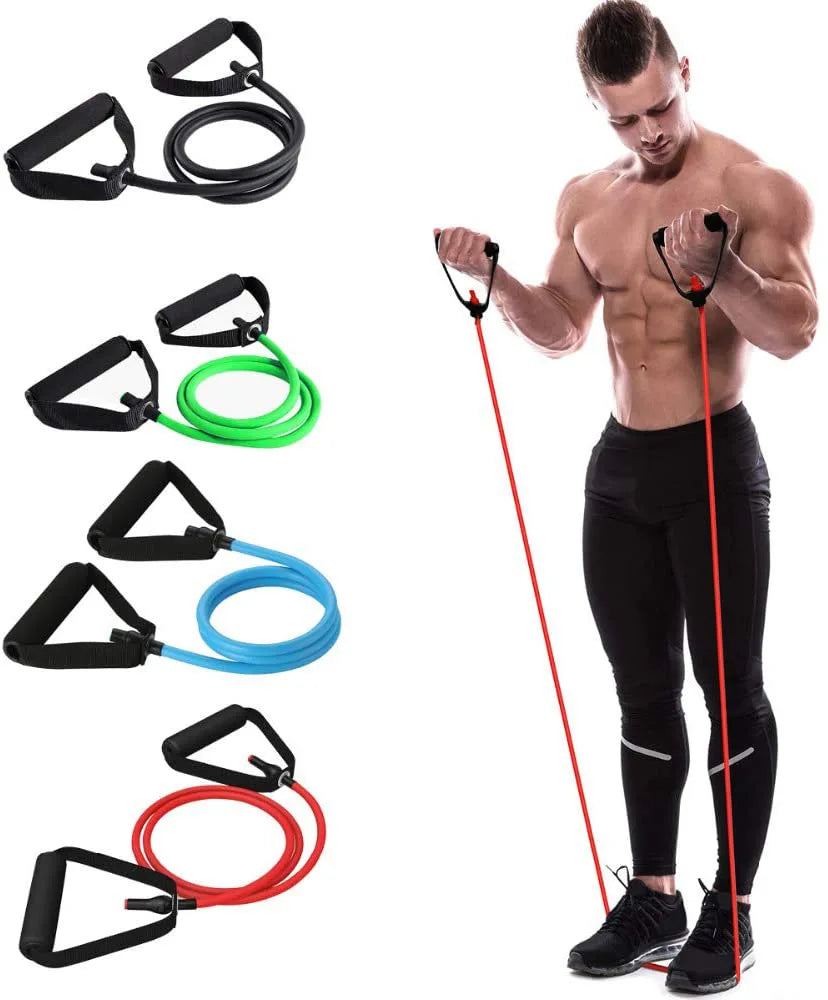 5 Levels Elastic Band With Handles Yoga Pull Rope Elastic Gym Fitness Exercise Tube Band For Home Workouts Strength Training