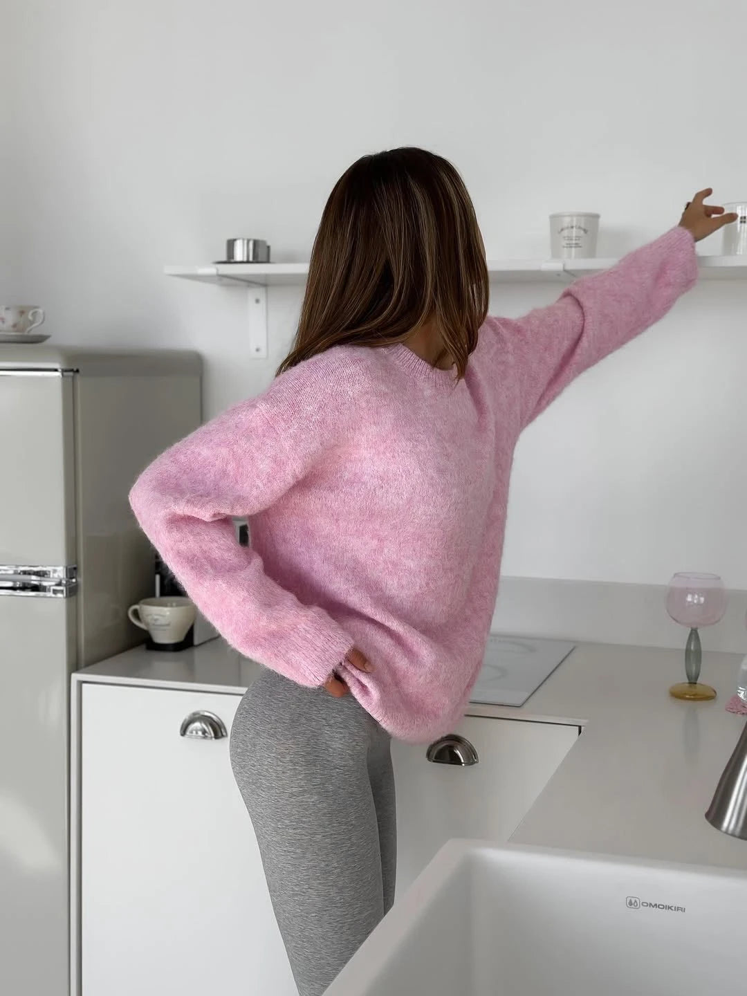 Hirsionsan Basic O Neck Basic Sleeve Sweater Women 2025 Oversized Short Knitted Wool Pullover Female Casual Thick Warm Soft Tops