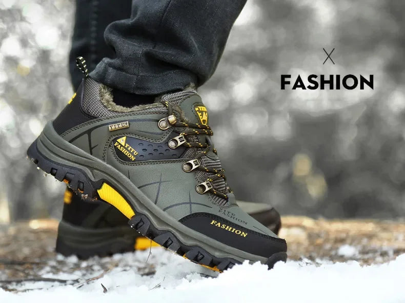 Men's Winter Snow Boots Waterproof Leather Ankle Boots Size 39-47