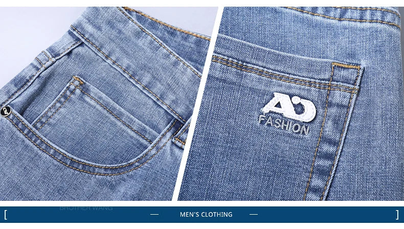 Men's Slim Jeans Denim Pants With Stretch Light Blue