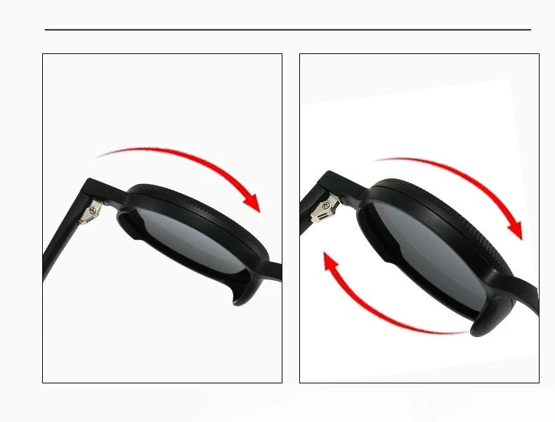 360° Rotating Adjustable Sunglasses Round Frame Polarized Sunglasses Outdoor UV Resistant Sunglasses Protective Glasses