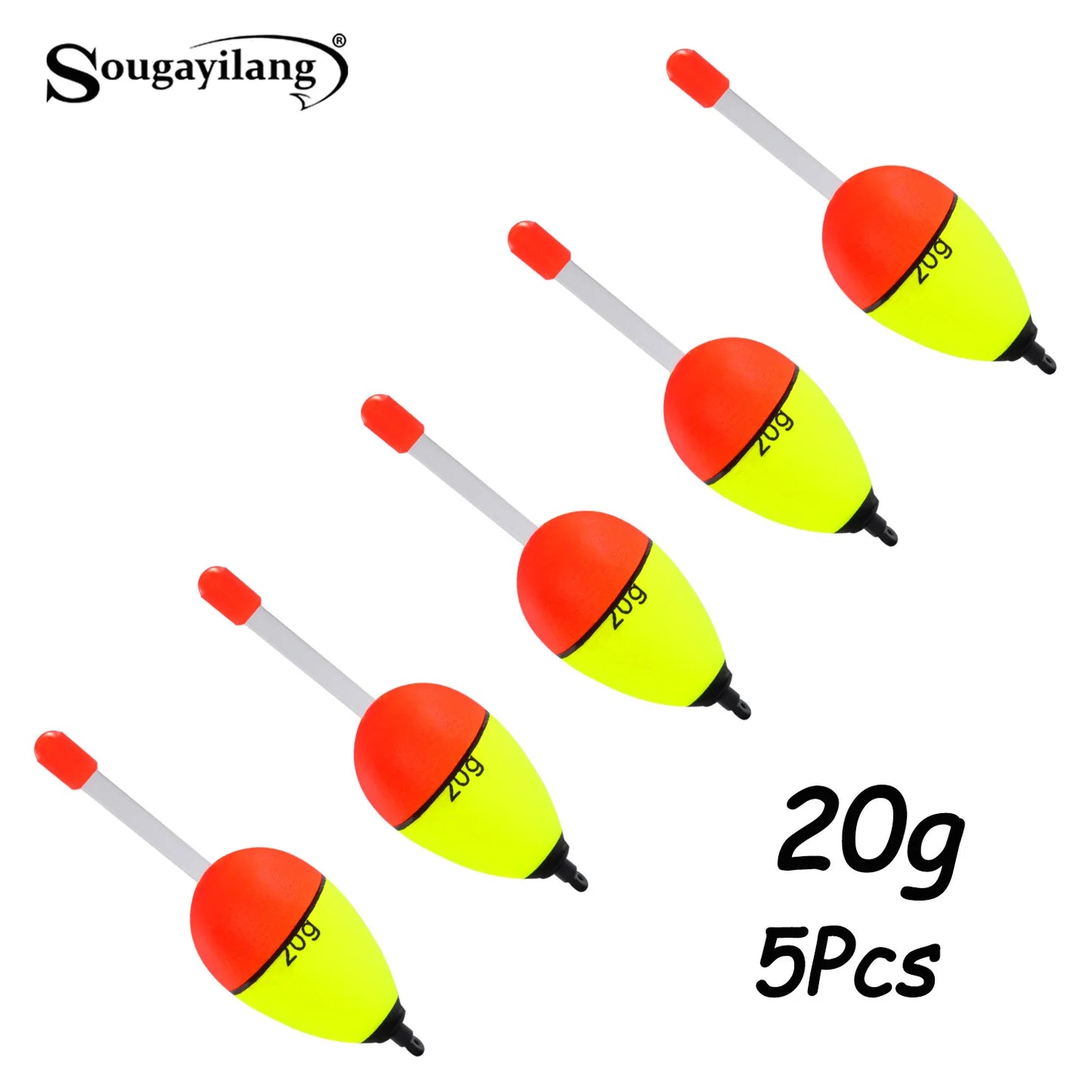 Sougayilang 5Pcs Night Light Fishing Buoy with High Visibility EVA Double Ribbon Big Belly Ball for Night Fishing and Long Throw