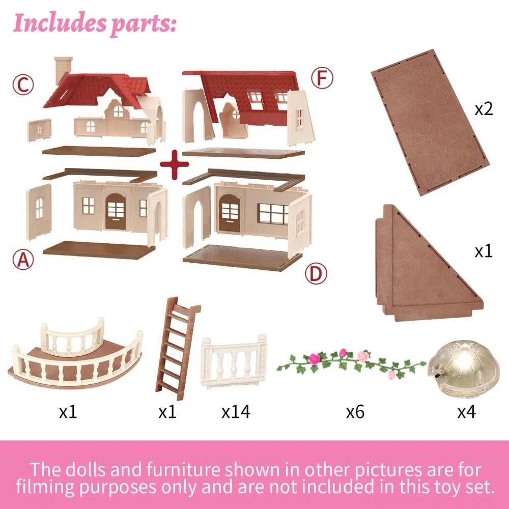 1/12 Dollhouse Furniture Family House Villa Simulate Forest Rabbit Animal Family Miniature Scene Toy Display Furniture Toy Gift