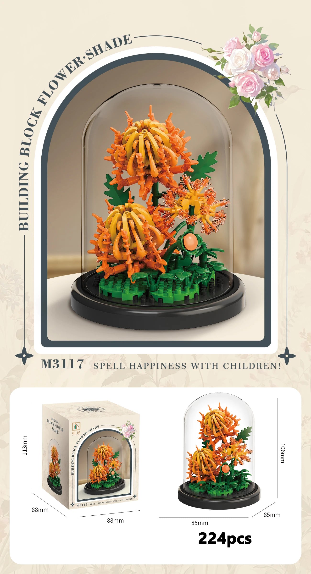 Eternal Flower Bouquet Bonsai – Micro Building Blocks Puzzle Toy for Kids, Birthday & Christmas Gifts