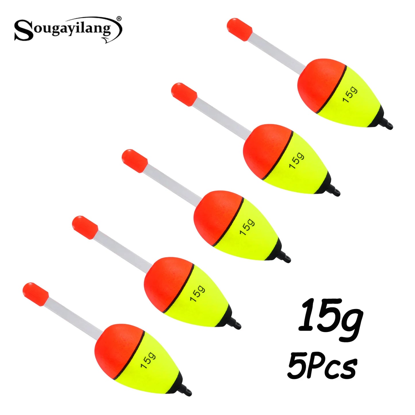 Sougayilang 5Pcs Night Light Fishing Buoy with High Visibility EVA Double Ribbon Big Belly Ball for Night Fishing and Long Throw