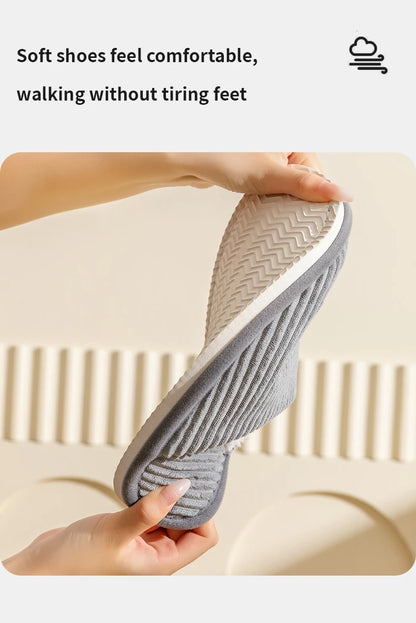 Plush Winter Men Slippers Non Slip Indoor Comfort Flat Heel