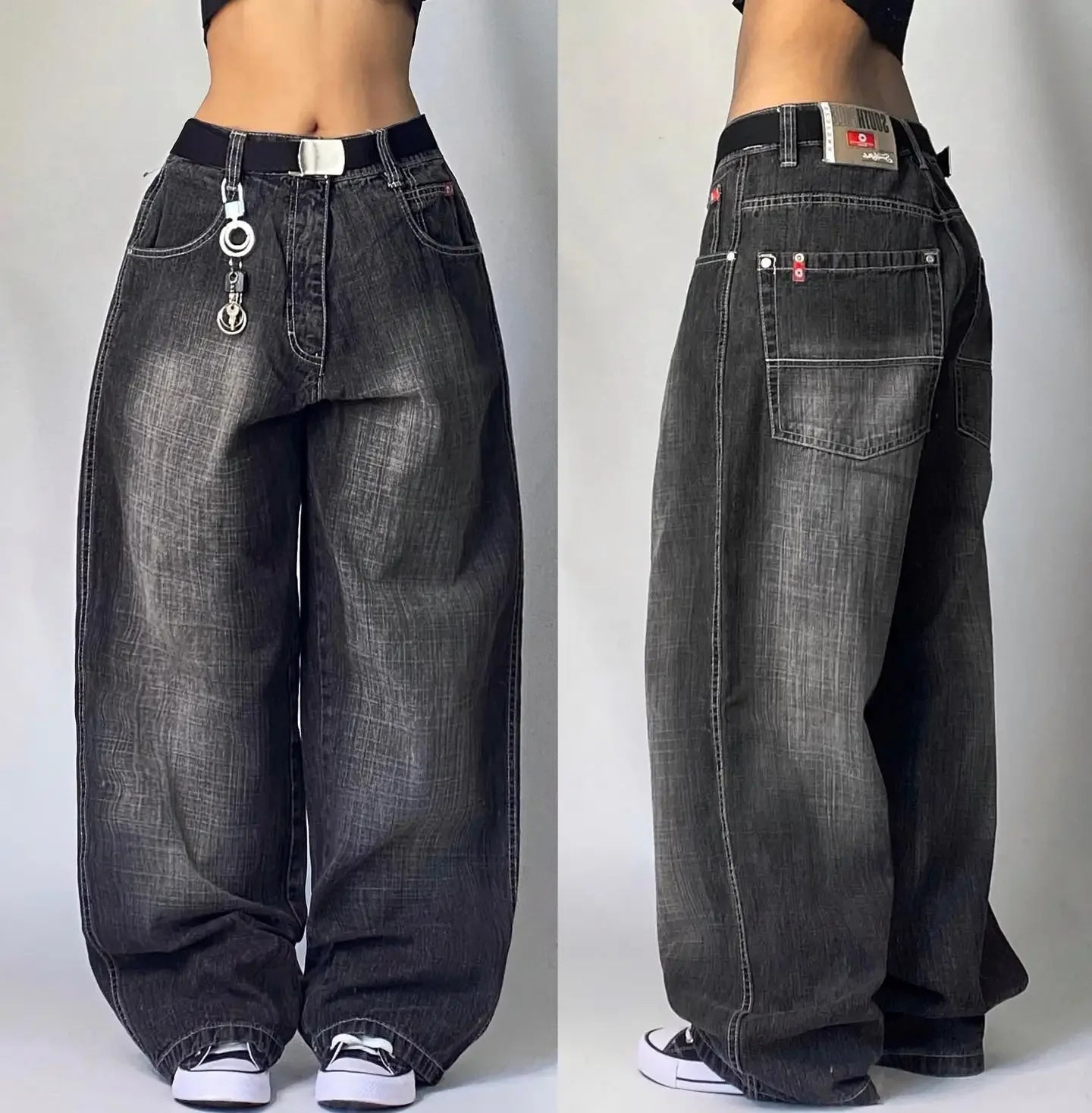 2024 New American Trend Retro Hip-hop Embroidery Pattern Baggy Jeans For Men And Women Y2K Harajuku Gothic Wide Pants Streetwear