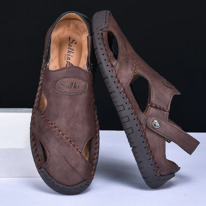 Men's Sandals Bonded Leather Breathable Slip-On Anti-Skid Outdoor Beach