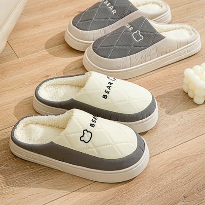 Winter Waterproof Slippers For Men With Plush Insole And Non Slip