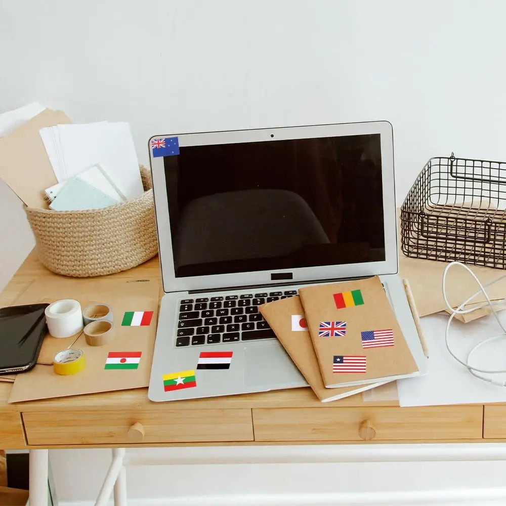 224PCS World Flags Stickers - 7 Sheets, Multi-Country Map & Football Team Decals for Travel, World Cup, Face & Laptop Decor