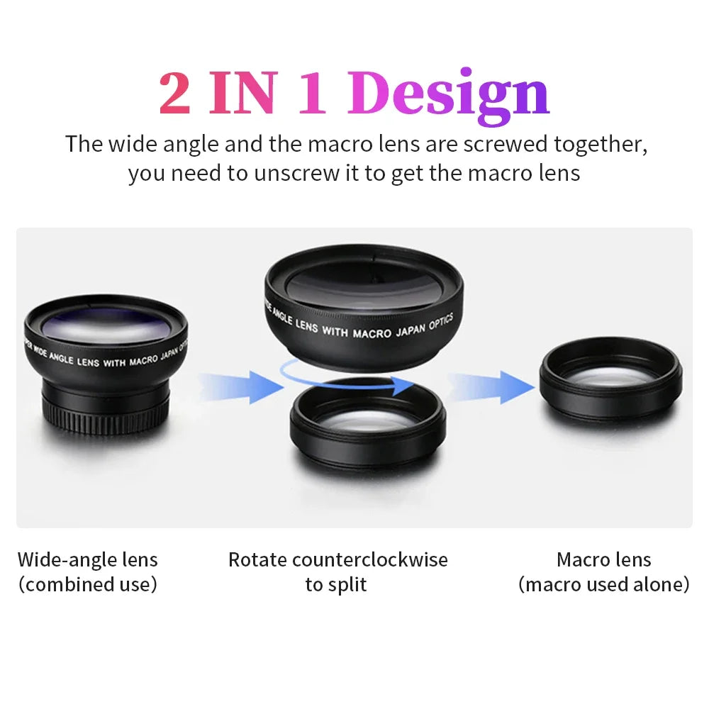 2-in-1 Universal Clip Mobile Lens – 37mm Super Wide-Angle & Macro HD Lens