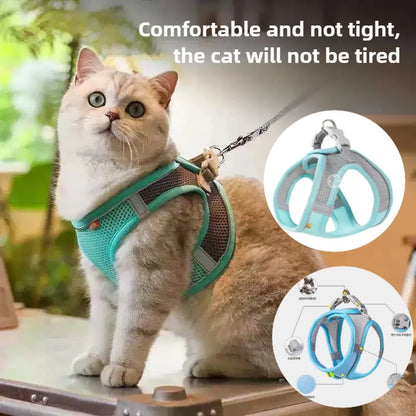 Cat Harness Vest Leash Set Adjustable Reflective Soft