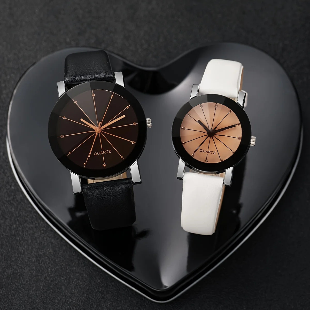 4 Pcs Set Fashion Couple Sports Watch Quartz Watch Luxury Leather Bracelet