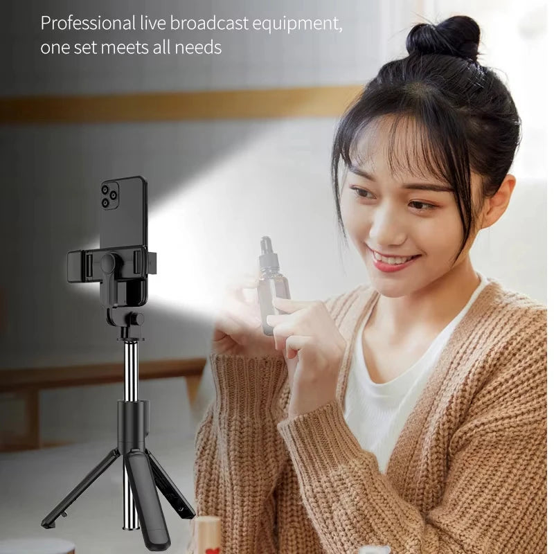 Wireless Bluetooth Selfie Stick Tripod Stand with Fill Light Remote Shutter Tripod For iPhone Samsung Xiaomi Live Phone Holder