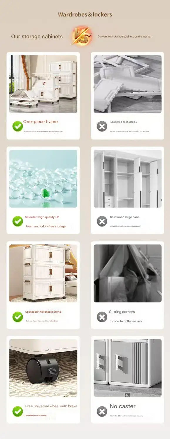 Storage Box, Household Foldable Cabinet, Storage Cabinet for Clothes, Toys, Snacks, Extra-Large Capacity Storage Cabinet, Organizing Box