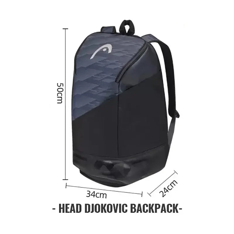 HEAD Djokovic Series Tennis Backpack 1-2 Pack Men's and Women's Sports Bag Badminton Backpack Independent Shoe Compartment