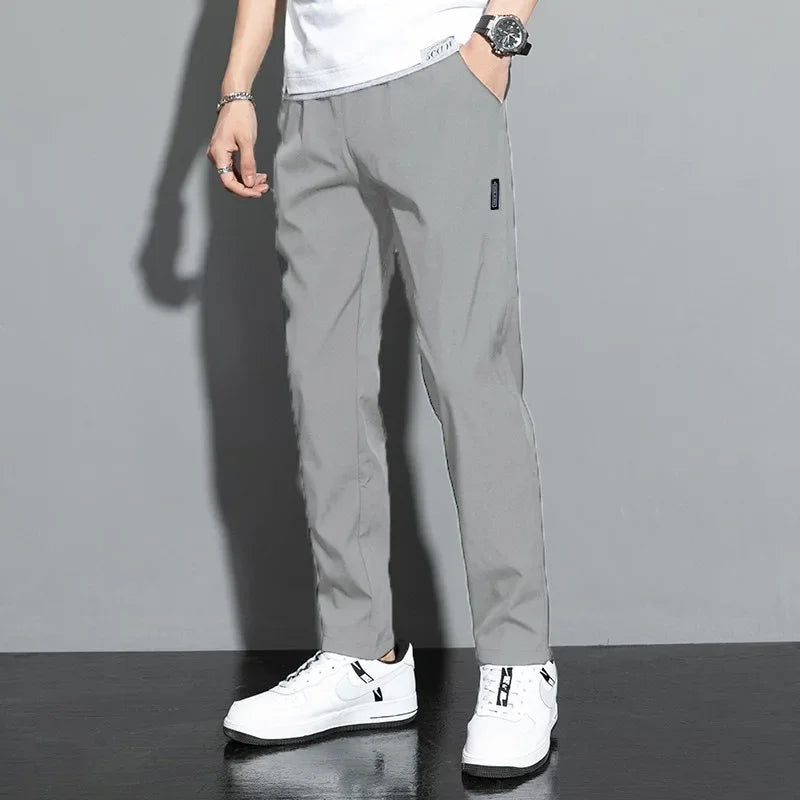 2025 Korean Men's Golf Slim Fit Pants Ice Silk Breathable Leisure Sports Pants Fashion Pants