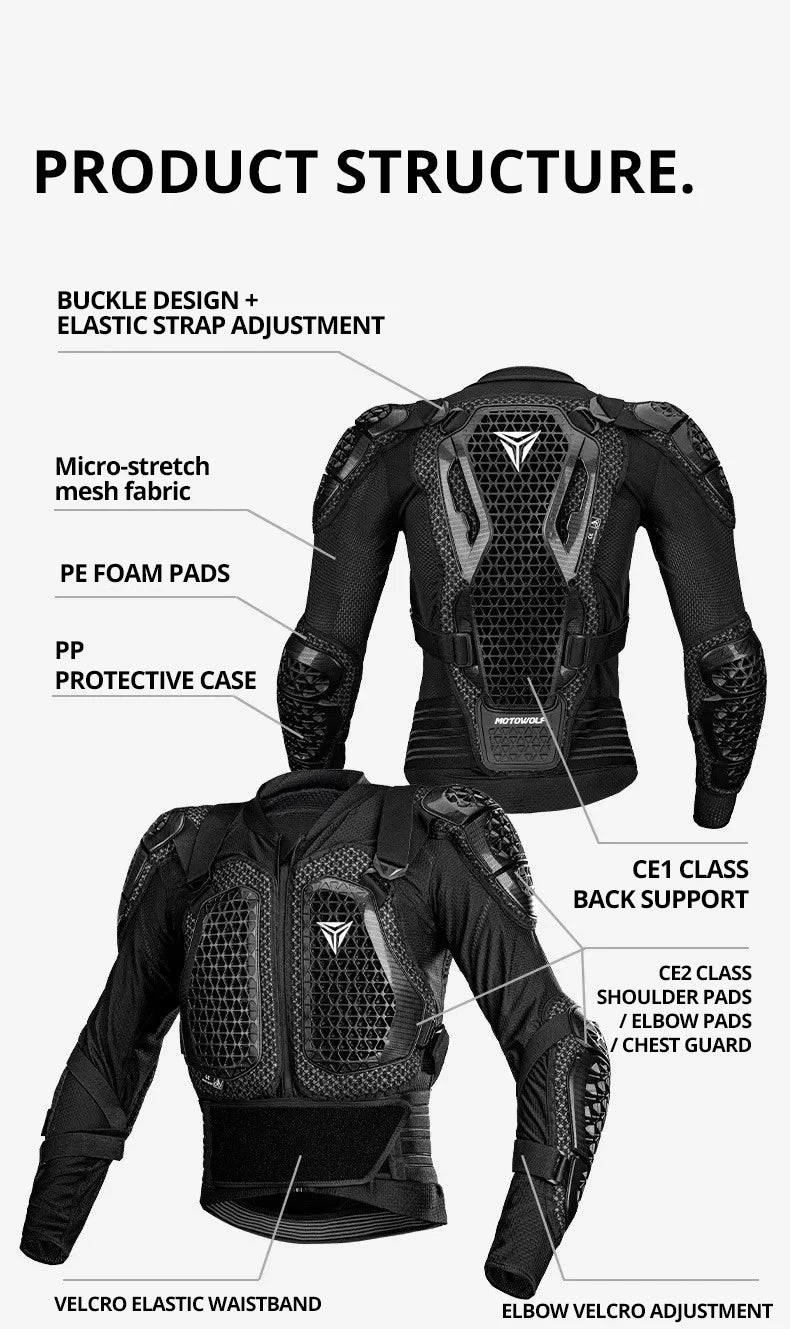 Motorcycle Jacket Men Women Armor Jacket Motorbike Body Protective Motocross Racing Jacket CE Certified Riding Protective Gear