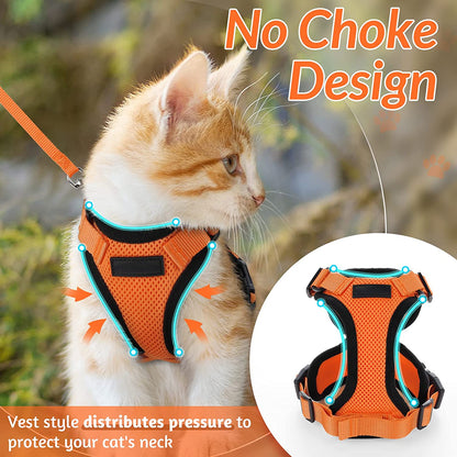 Cat Harness And Leash Set, Soft Adjustable Vest, Escape-Proof, Reflective Strips