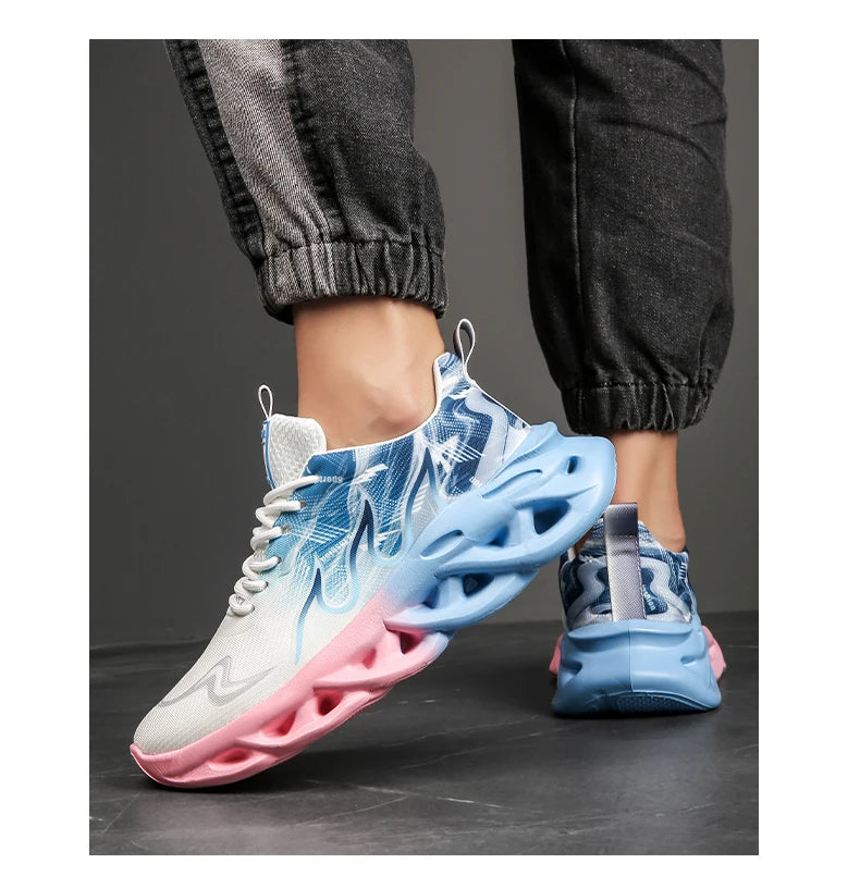 Summer Unisex Running Shoes Men Women Lightweight Mesh Breathable Comfortable Flat Soft Tennis Shoes Lace-up Sneakers Man 36-46