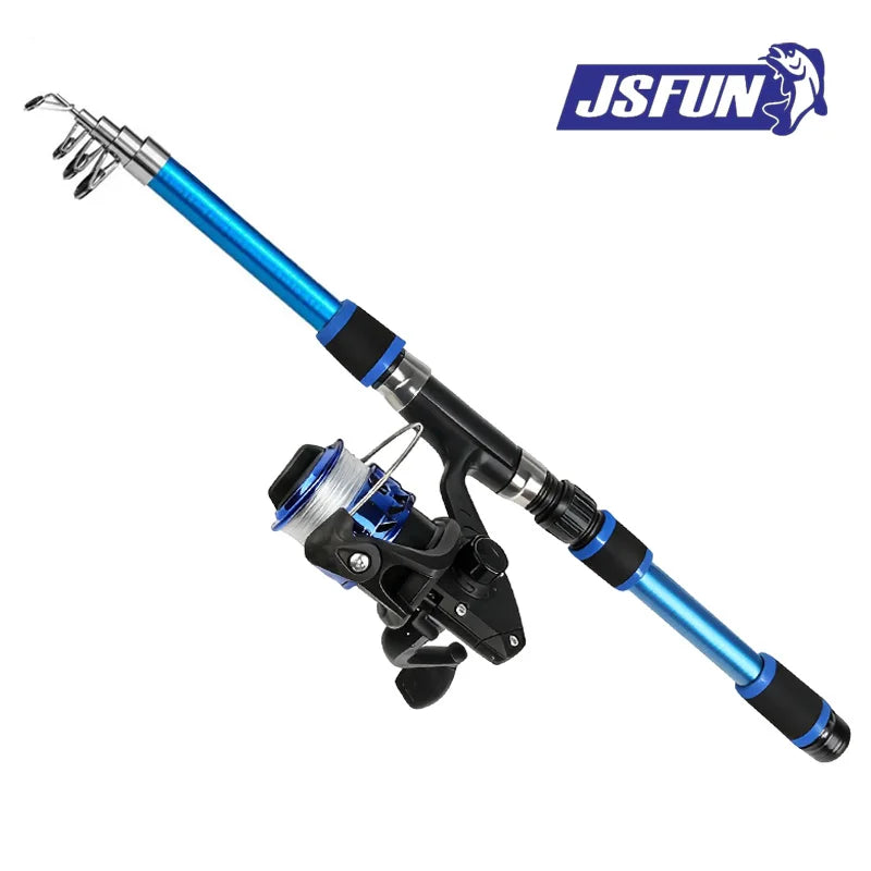 Fishing Pole Set Full Kits With Telescopic Fishing Rod And Spinning Reel Baits Hooks Travel Pole Set