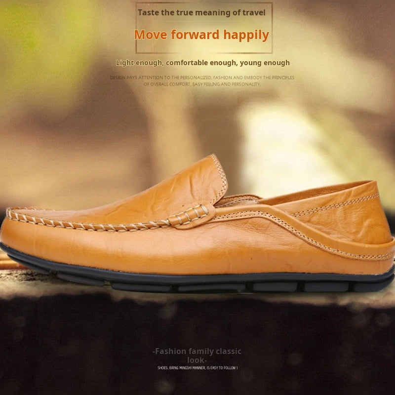 Men's Leather Slip-On Loafers, Business Casual Moccasin Shoes