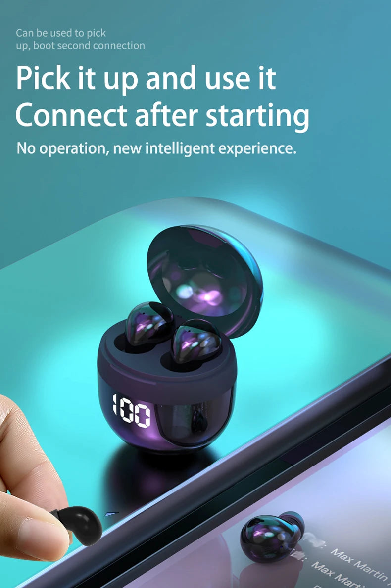 Invisible Headphones TWS Mini Earphones Wireless Bluetooth 5.3 Earbuds with Microphone Noise Reduction In-Ear Headset for Phone