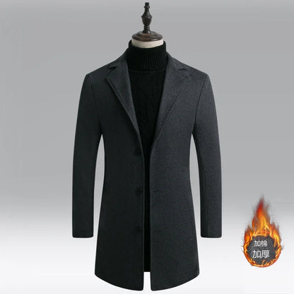 Mens Trench Coat Wool Blend Long Winter 5XL Casual