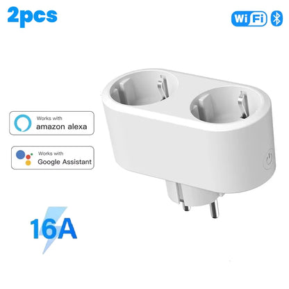 WiFi Smart Dual Plug Socket EU Plug 16A 20A Power Monitor Voice Control