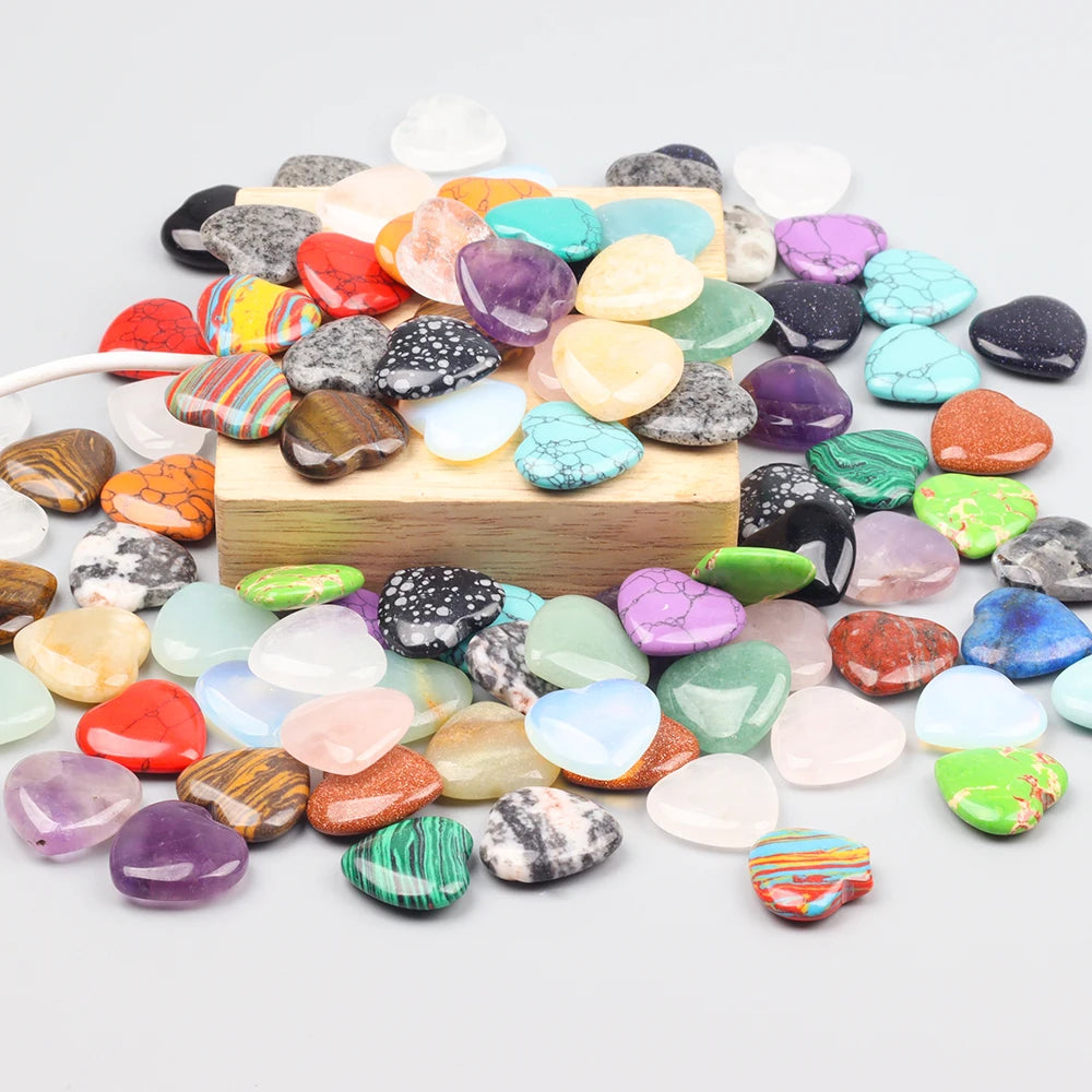 Heart Shape Amethyst Stone Crystals, 20mm, 10 20 30 Pcs Garden Decor