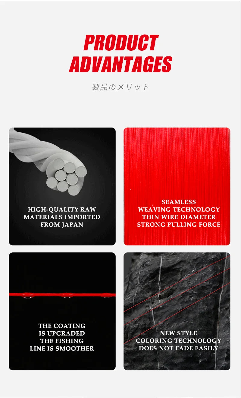 Seasir RedBull 8 Braided Pe Fishing Line 150M 0.8-5.0 12-50LB Japan Quality Multifilament High Stength Strands Main Line