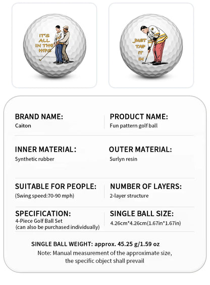 4 Pack Golf Balls Surlyn Two Piece With 4 Distinct Designs