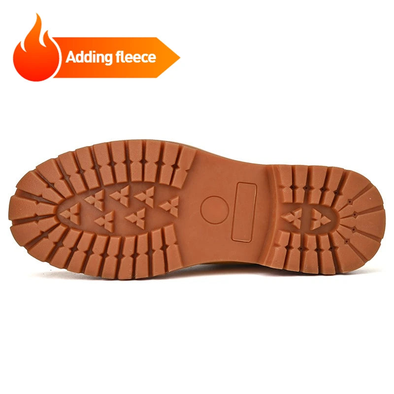 Men's Ankle Boots Leather Lace Up Non Slip Winter Warm