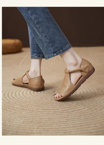 Open-Toe Flat Sandals For Women With Cross Straps And Adjustable Ankle Strap