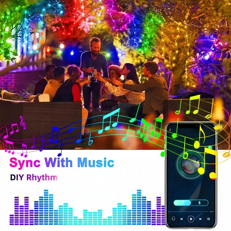 Bluetooth App Controlled LED Curtain Lights with Music Mode