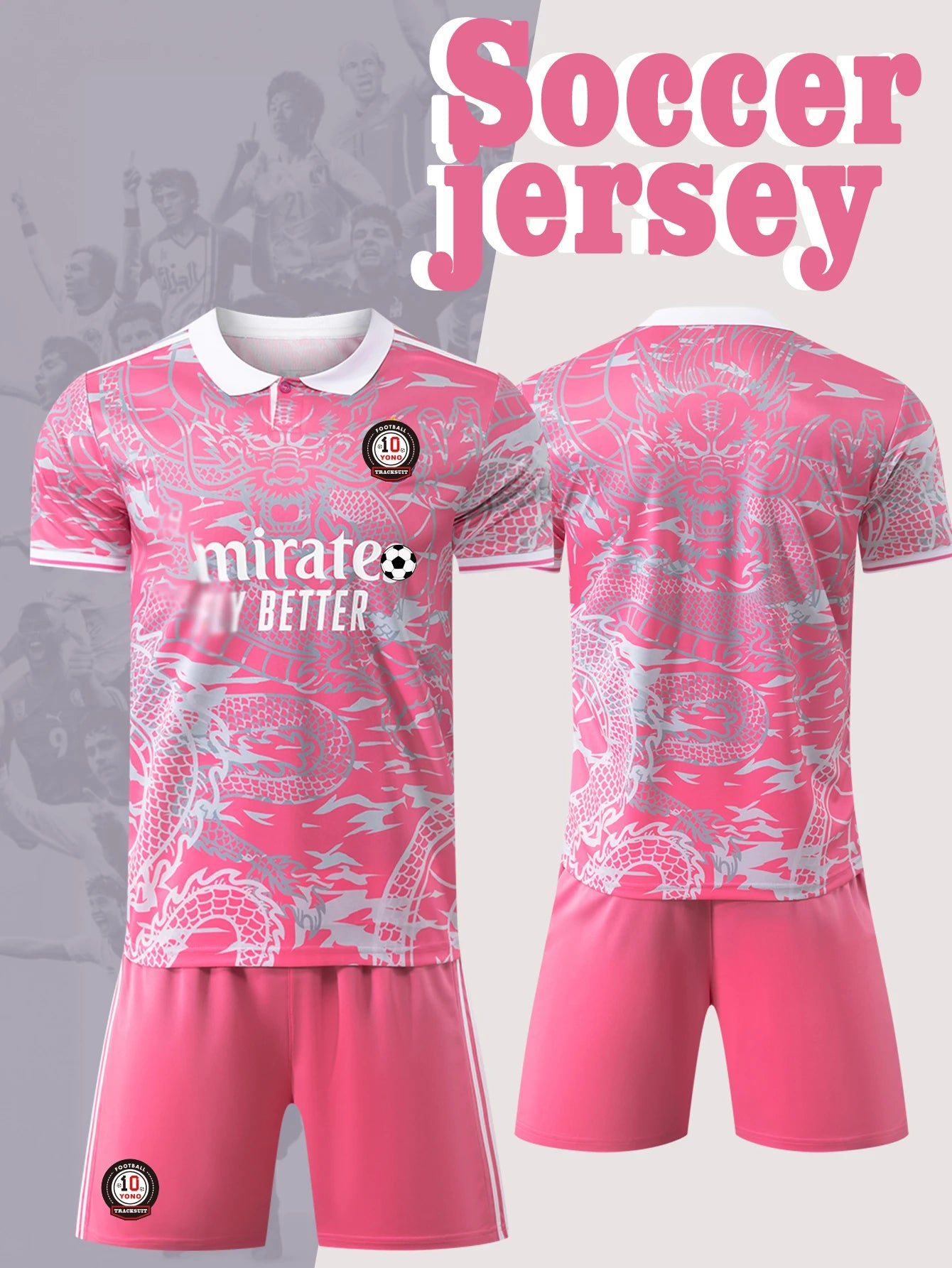 Men's Casual Sports Football Uniform round Neck Top with Fashionable Breathable Shorts Comfortable Football Suit Set