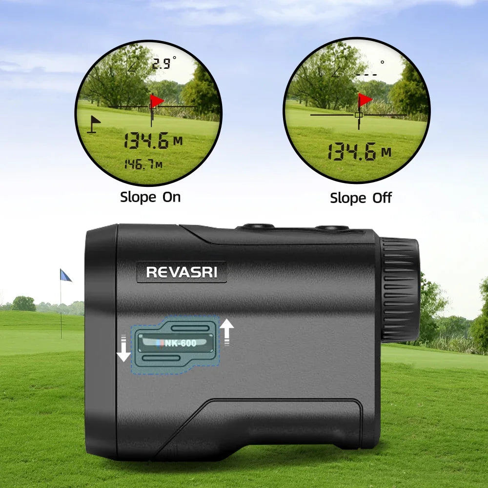 REVASRI Golf Laser Rangefinder 600M Telescope with Flag-Lock Slope Pin Distance Meter for 1000M Camouflage Hunting Monocular