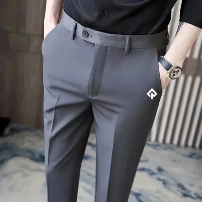 Men's Slim-Fit Golf Trousers Casual Drape Acrylic Fabric