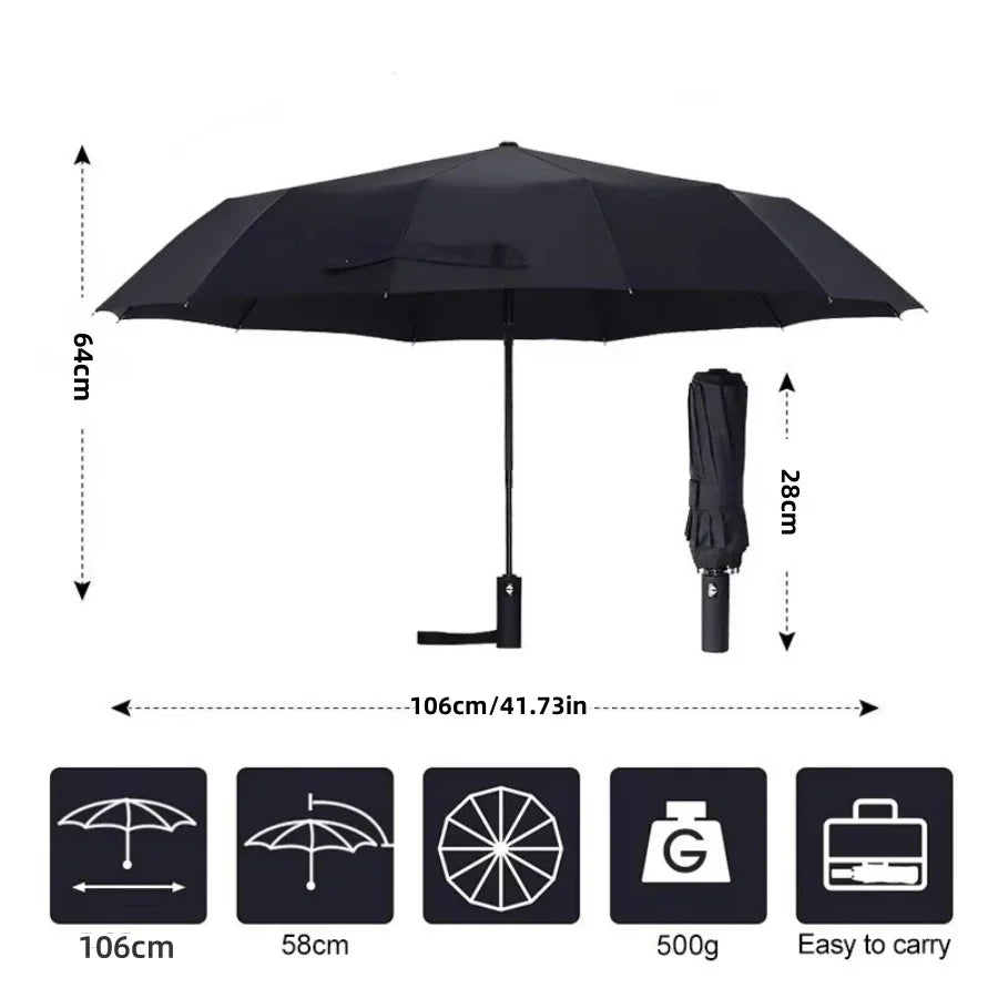 24 Bones 106cm Automatic Umbrella for Men and Women Outside Large Folding Rain and Sunshine Umbrella