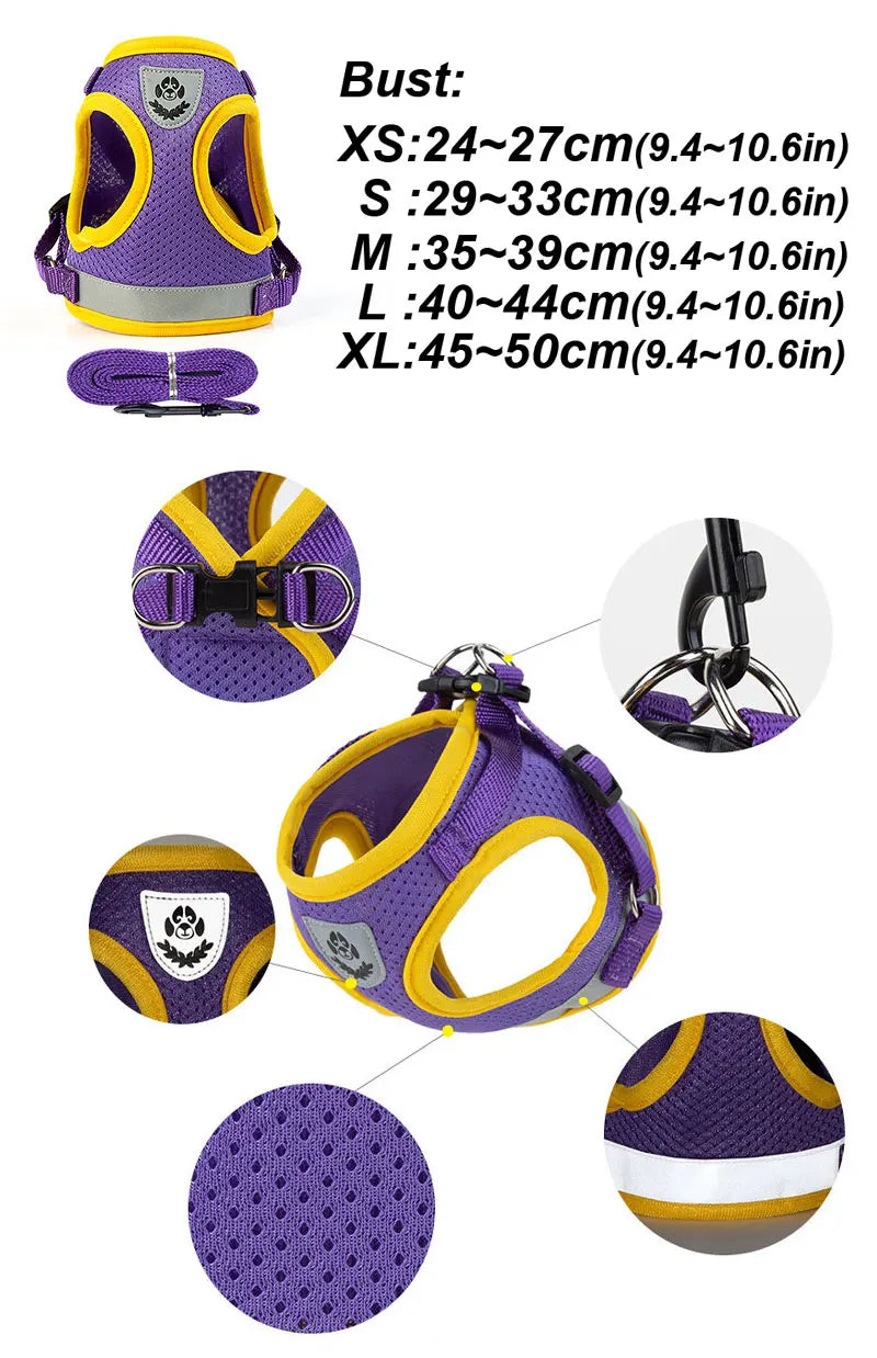 Dog Harness Vest Set for Small Medium Dog Harness Leash Puppy Cat Vest Harness Puppy Pet Kitten Leads Reflective Cats Collar
