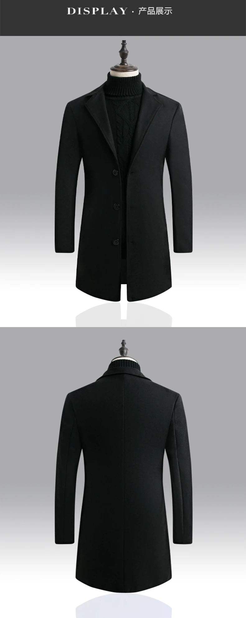 Men Winter Trench Coats Long Jackets Men Slim Fit Casual Wool Blends Business Casual Trench Thicker Warm Long Coats Size 5XL