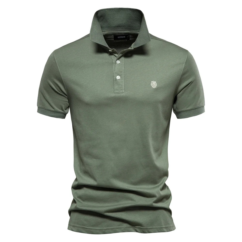 Embroidered Mens Polo Shirt 100 Percent Cotton Short Sleeve Solid Color